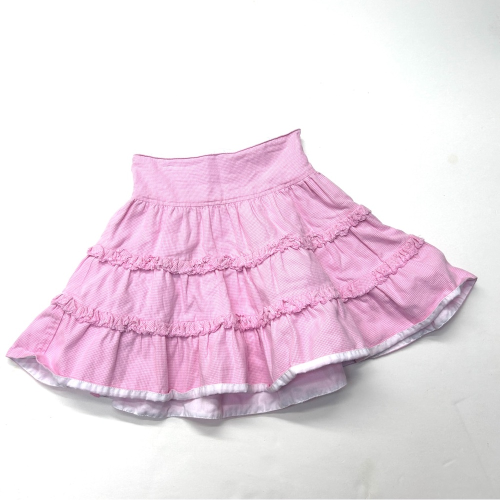 5/$25 Orient Expressed Pink Checkered Ruffled Twirly Skirt